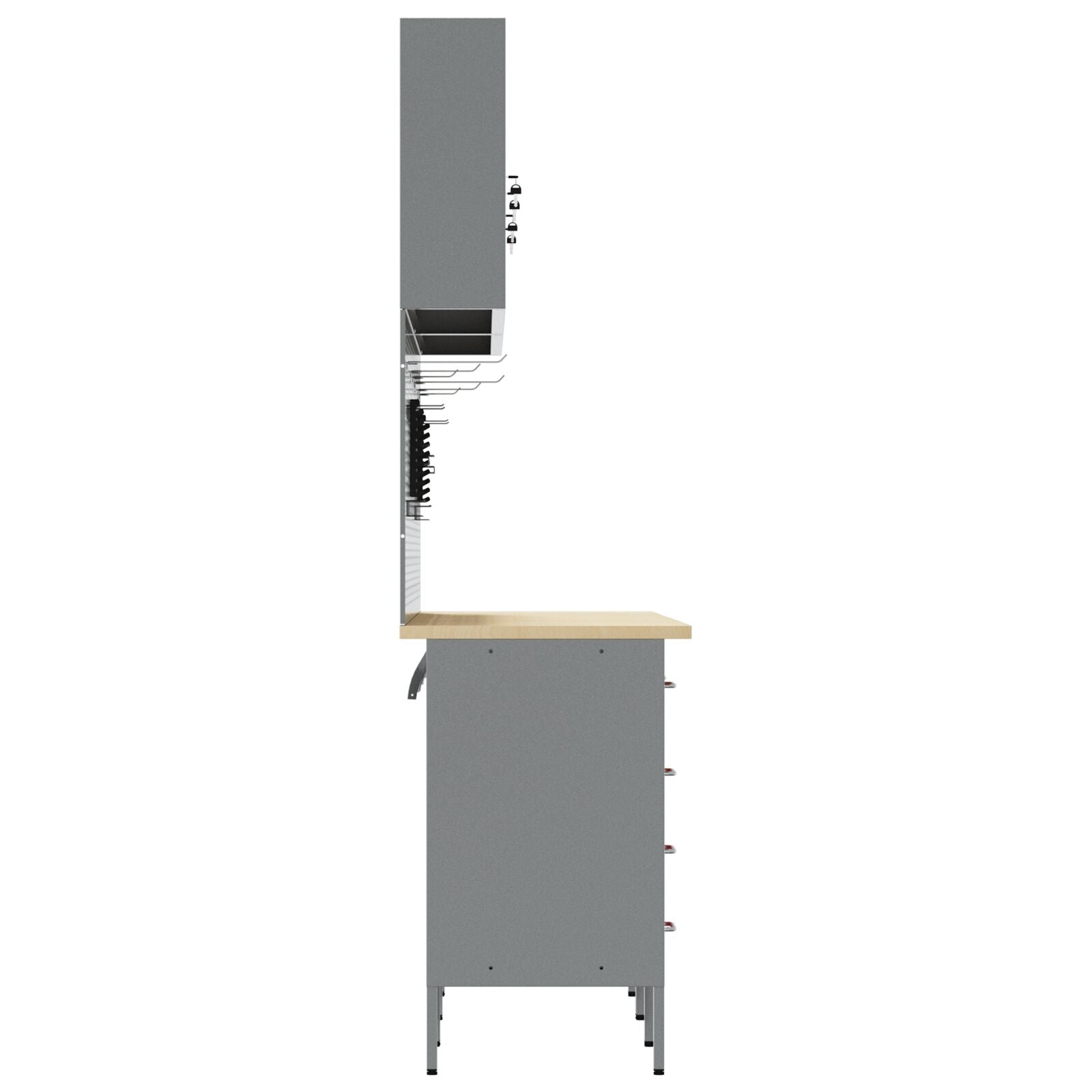 10-delt arbeidskabinet og pegboard-sett Rød MDF og metall