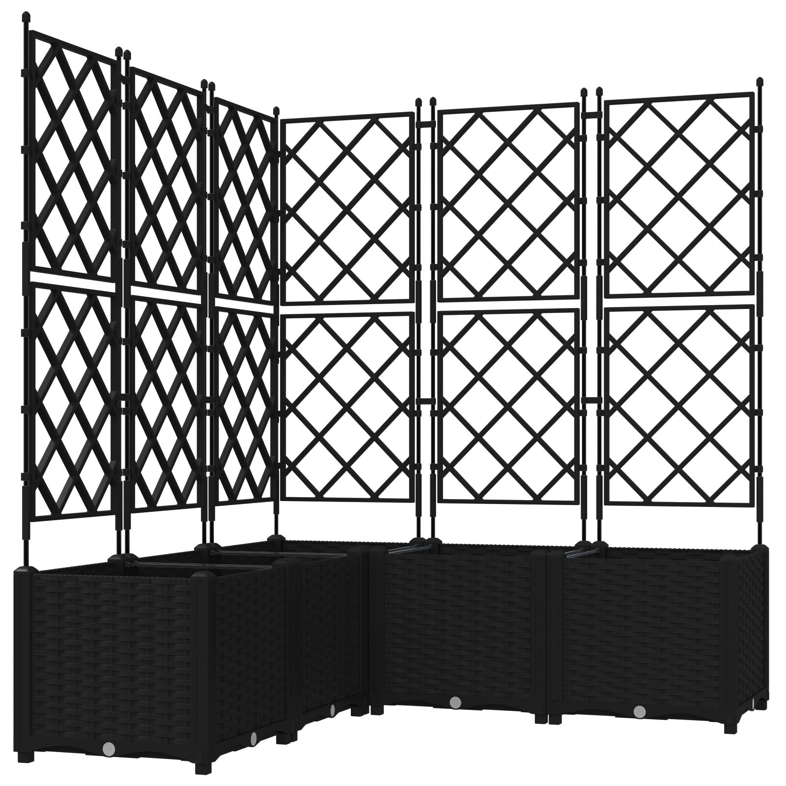 Hageplanter med Trellis 5 stk Svart 120x120x143 cm