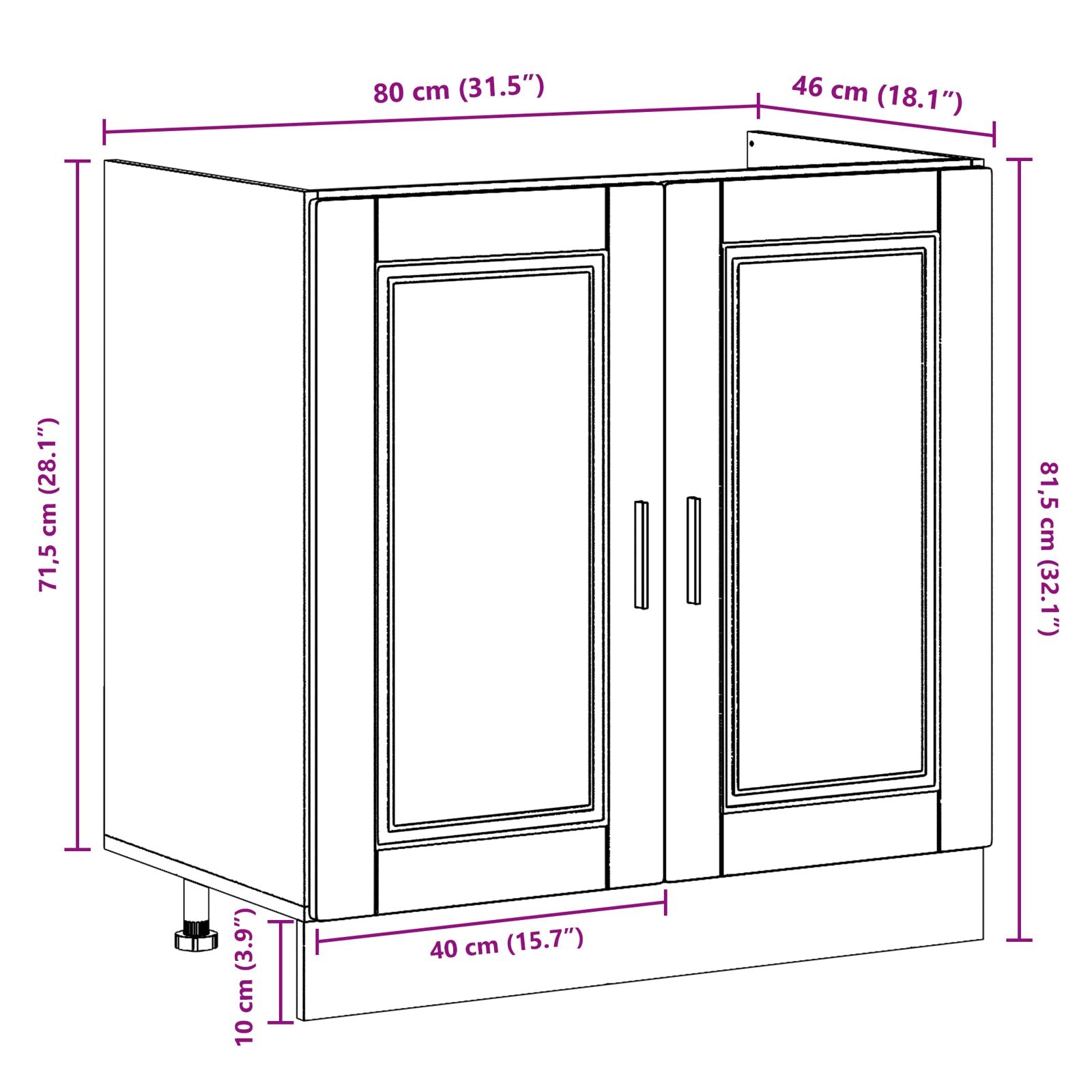 Kjøkkenbenk ""Porto"" med vask i Sonoma Eik 80x46x84,5 cm Laget av tre