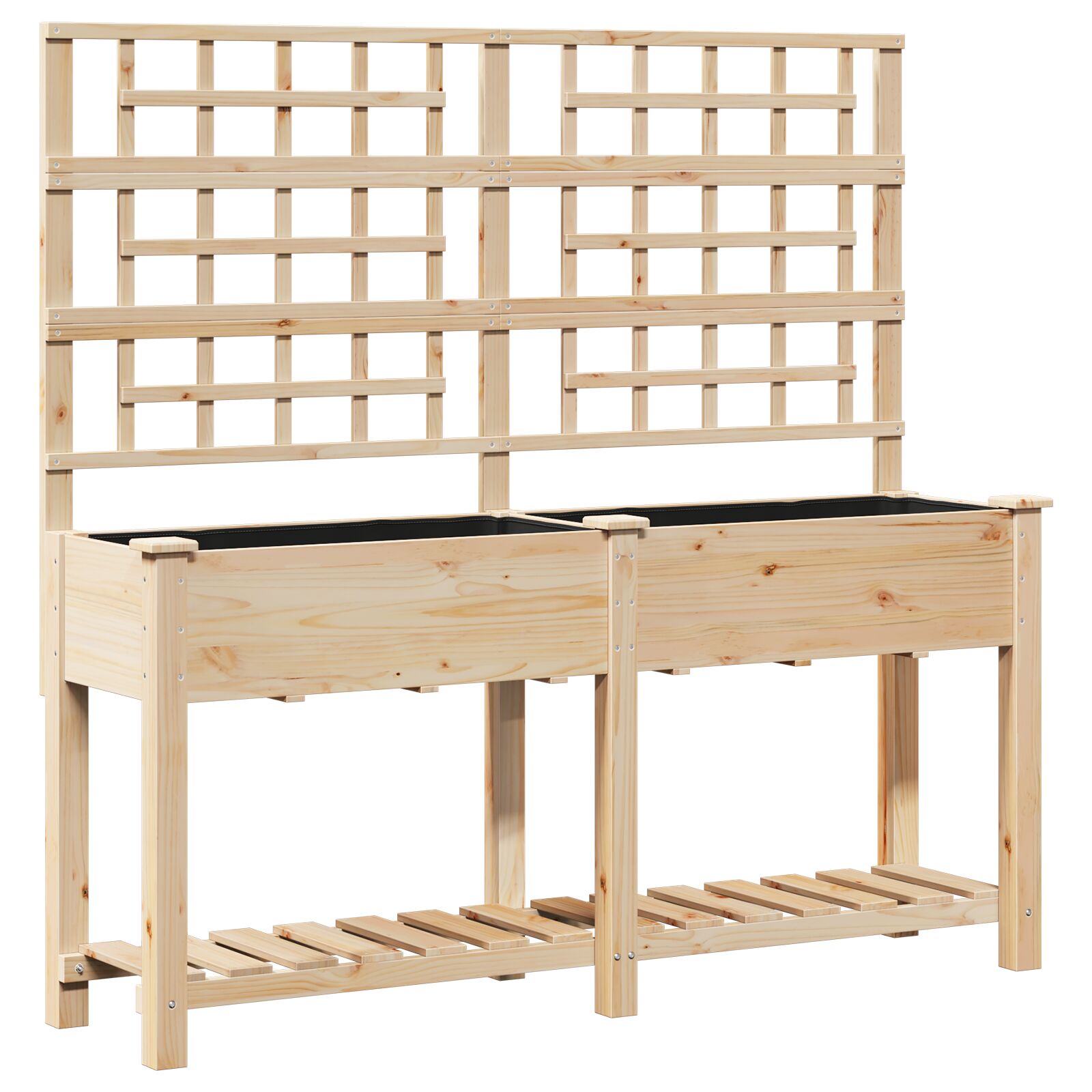 Hageplanter med espalier og hylle 161x43x152 cm Massivt furutre