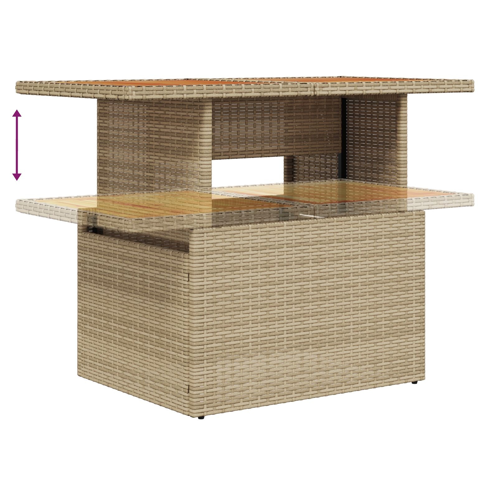 7-delt hagesofa-sett med puter Beige Poly Rattan Akasietre