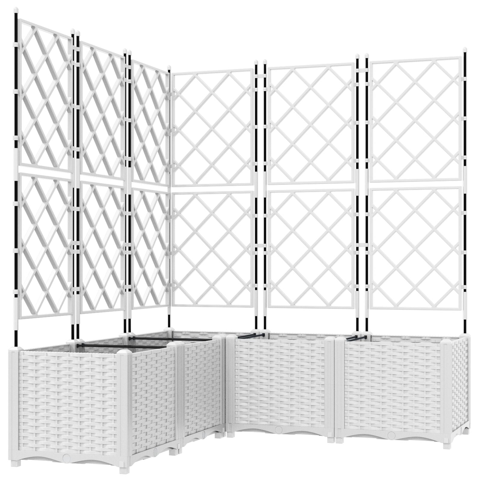 Hageplanter med espalier 5 stk Hvit 120x120x143 cm