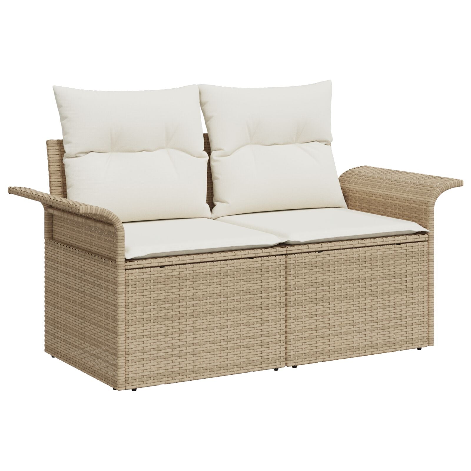 7-delt hagesofa-sett med puter Beige Poly Rattan Akasietre