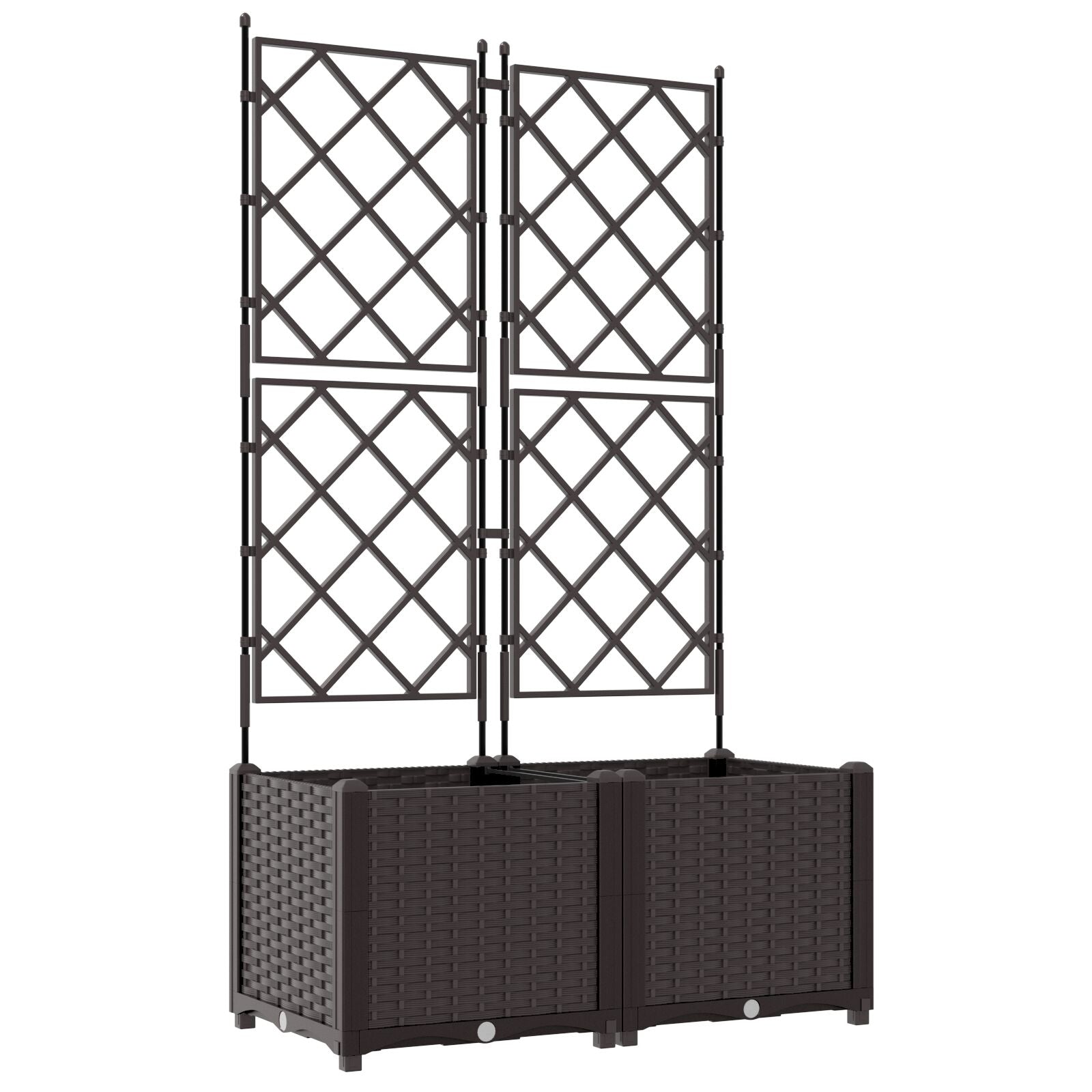 Hagepotte med trellis 2 stk Brun 80x40x143 cm