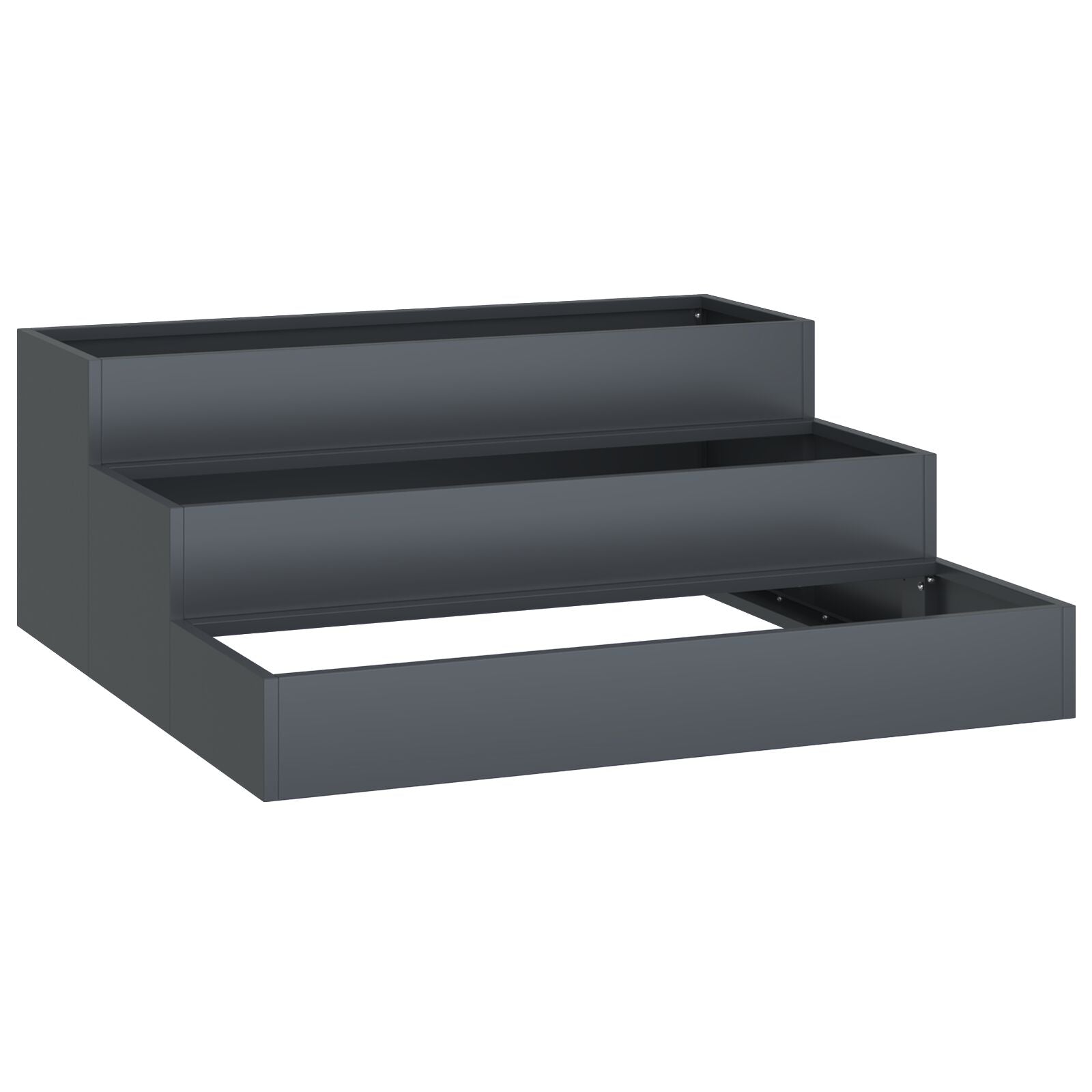 hageplanter 3-tiers 90x90x35 cm Antrasitt stål