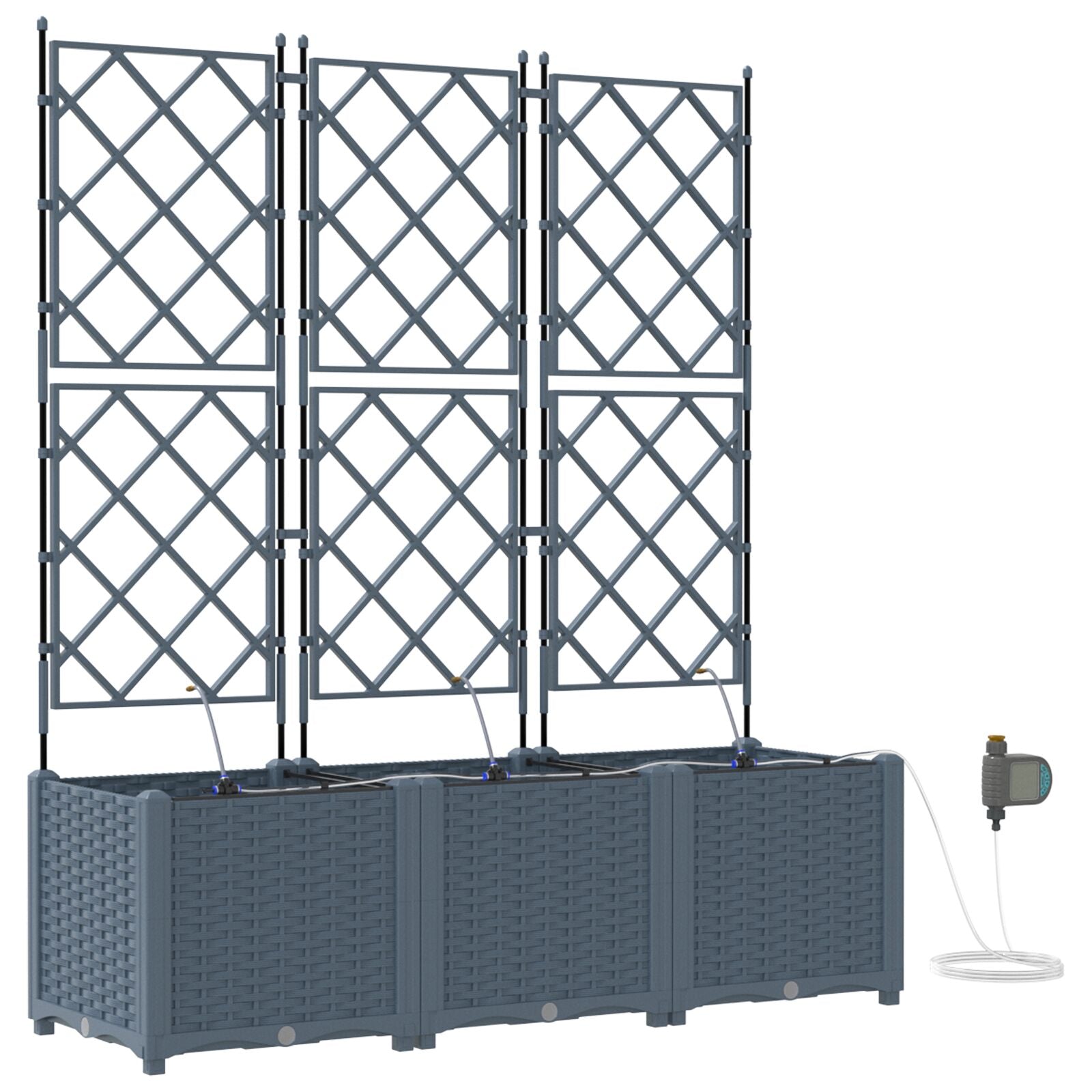 Hageplanter med vanning system 3 stk Lysegrå