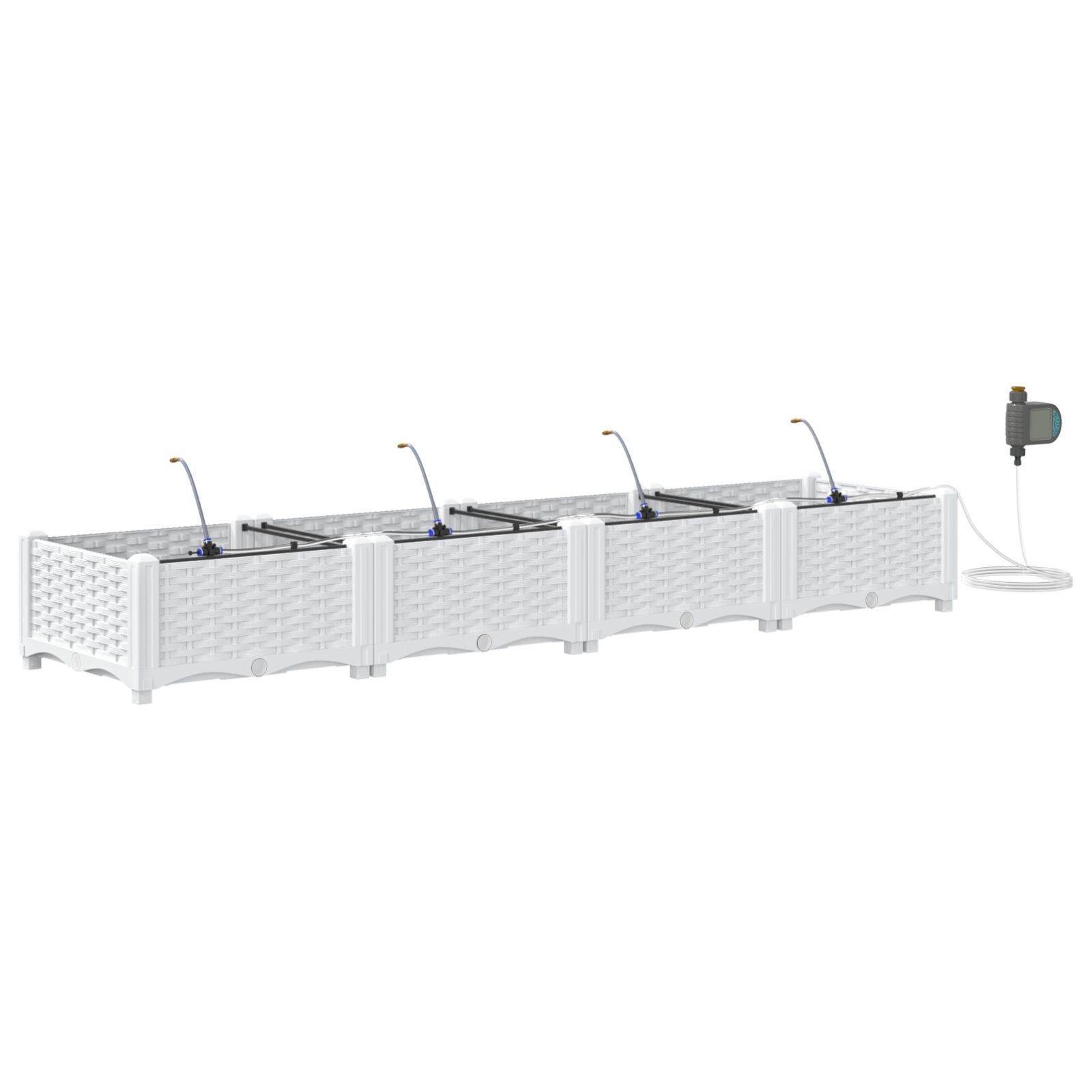 Hageplanter med vanningssystem 4 stk Hvit
