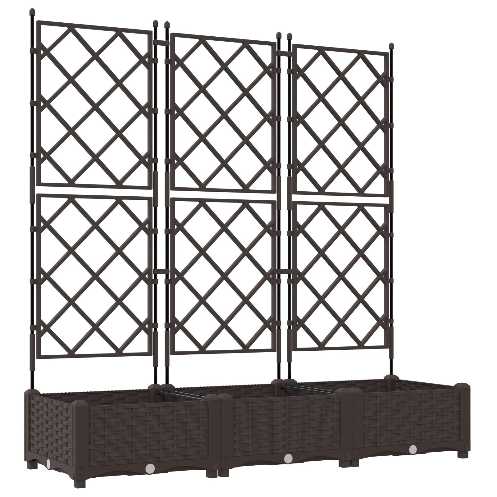 Hageplanter med Trellis 3 stk Brun 120x40x125.5 cm