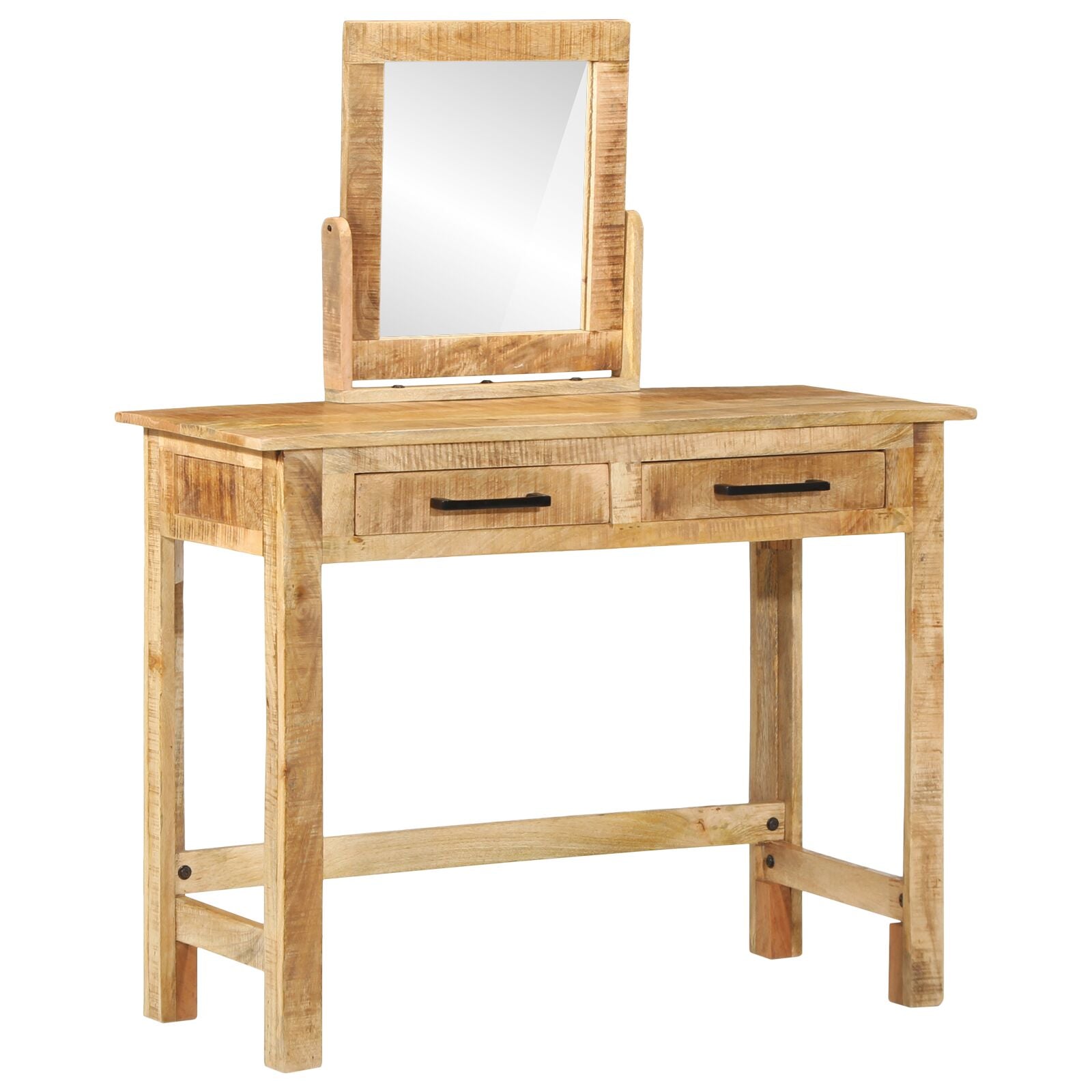 Dressing Table med Speil Massivt Tre Grovt Mango