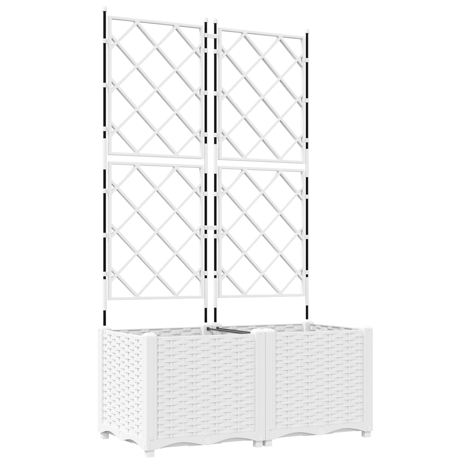 hageplanter med spalé 2 stk Hvit 80x40x143 cm