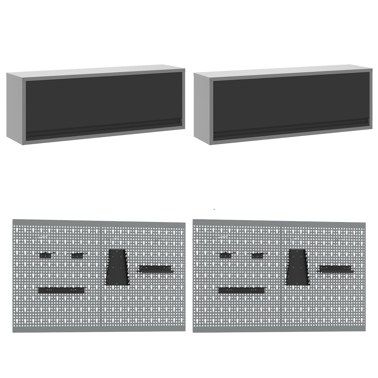 10-delt arbeidskabinett og pegboard-sett svart MDF og metall
