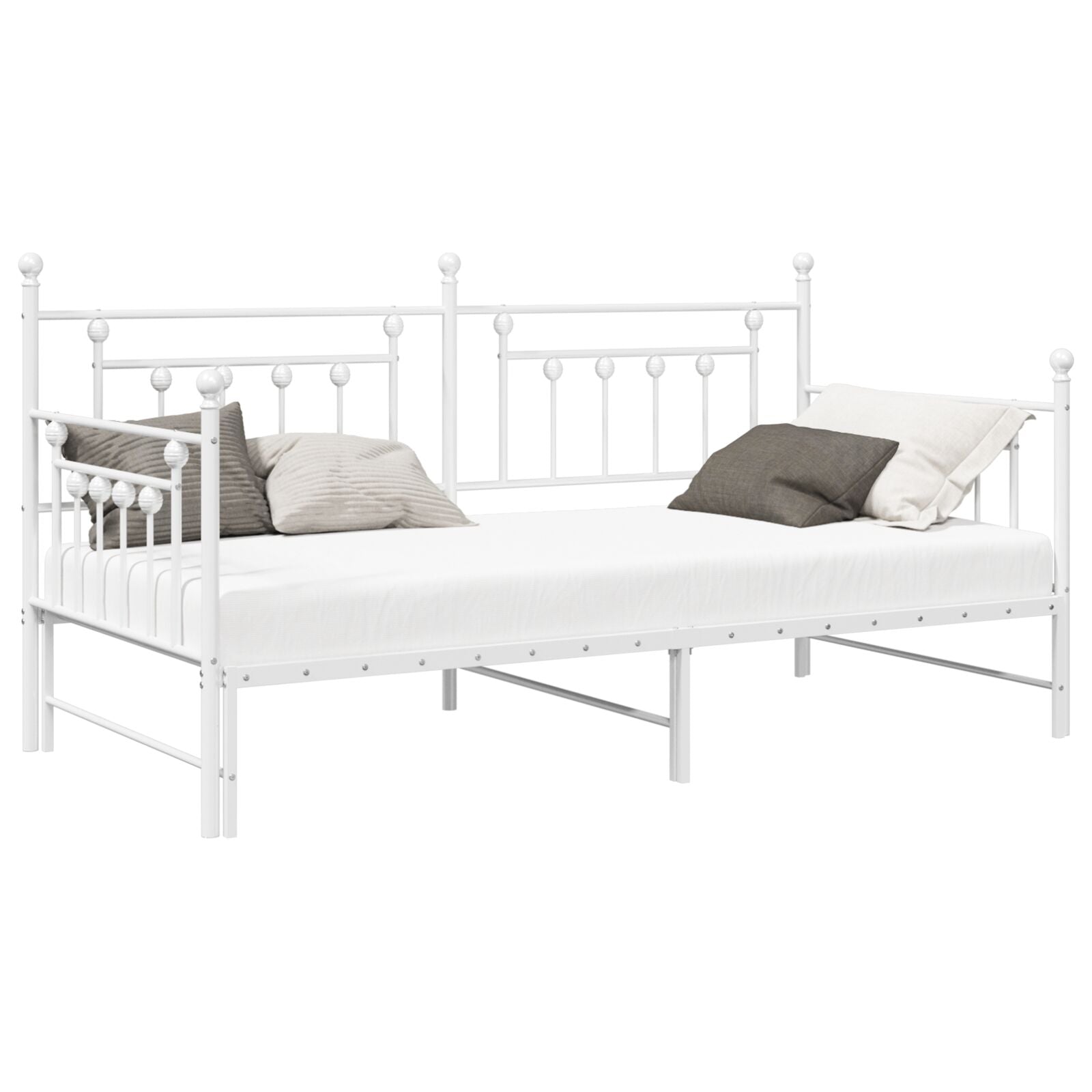 Senge sofa med uttrekkbar sovesofa Hvit 100x190 cm Stål
