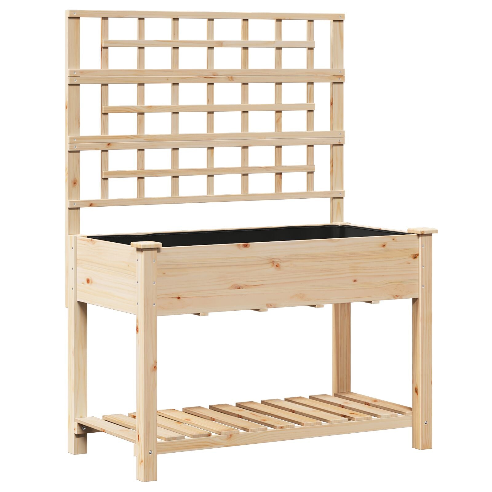 Hageplanter med espalier og hylle 115x59x152 cm Massivt Furu