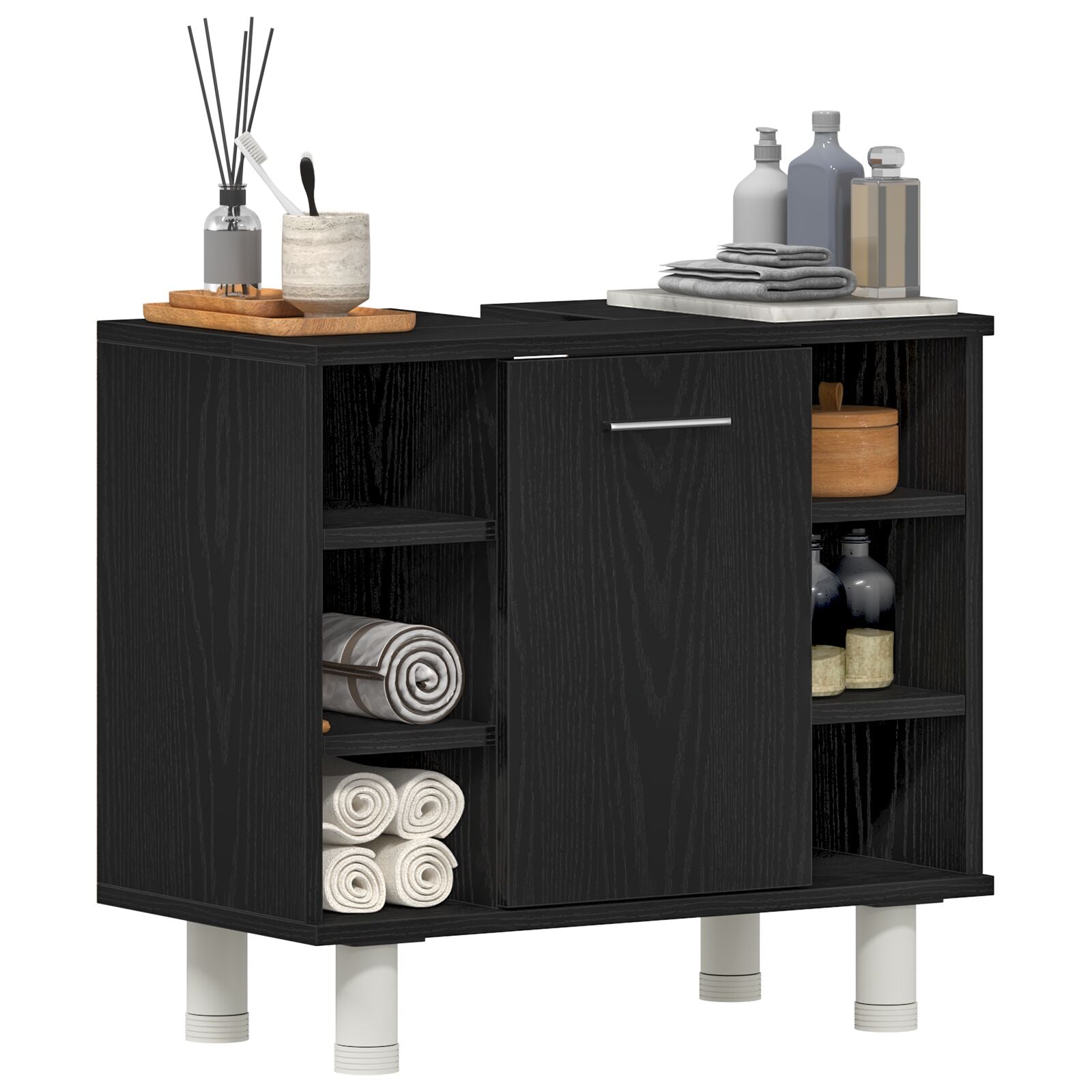 Badskap Svart Eik 60x32x54 cm Konstruert Tre