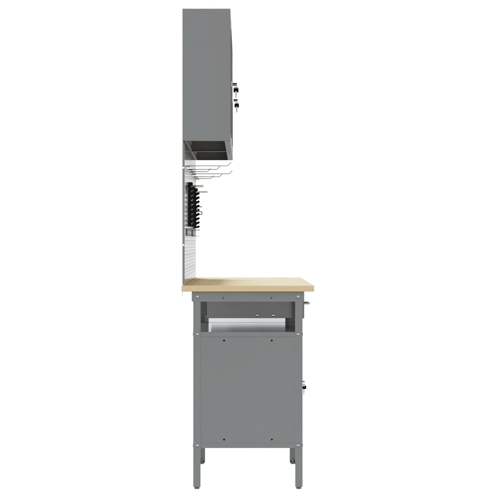 10-delt Arbeidskabinet og Pegboard-sett - Svart MDF og Metall