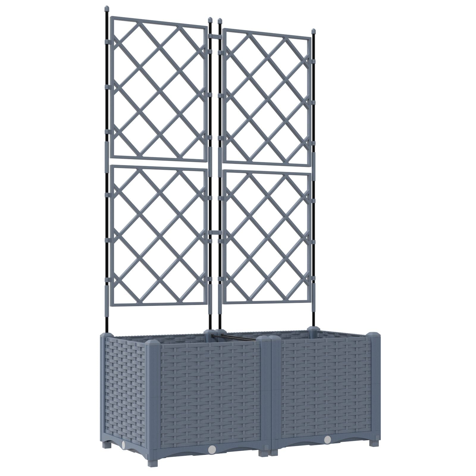 hagepotte med trellis 2 stk Lysegrå 80x40x143 cm