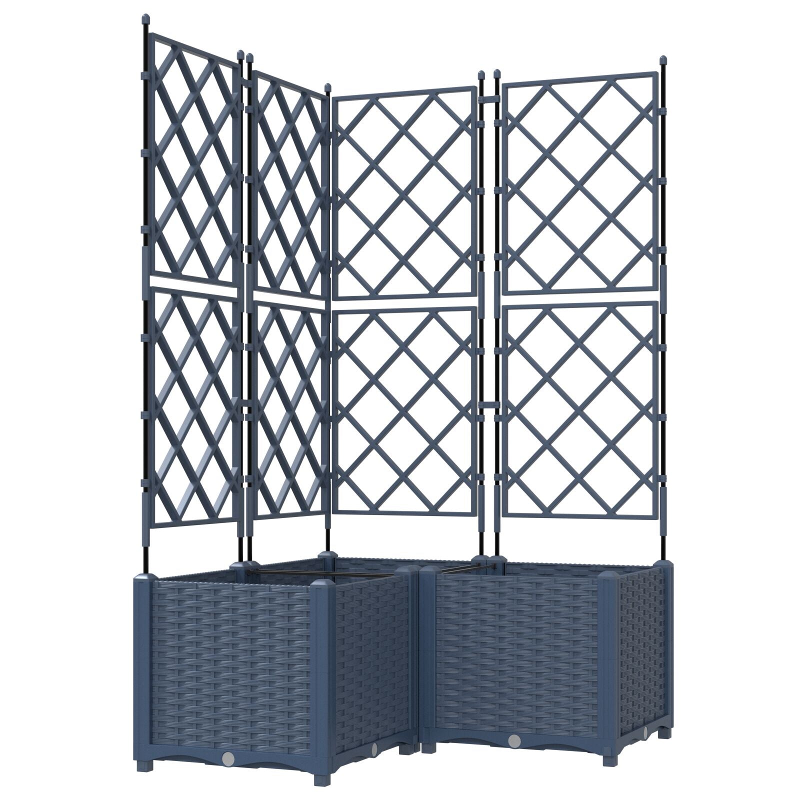 Hageplanter med trellis 3 stk Grå 80x80x143 cm