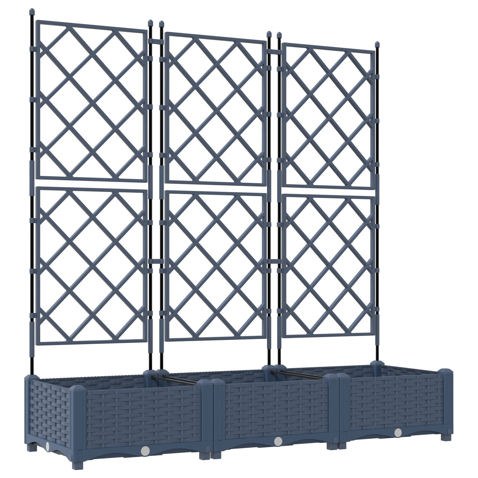 Hageplantekasse med Trellis 3 stk Grå 120x40x125.5 cm