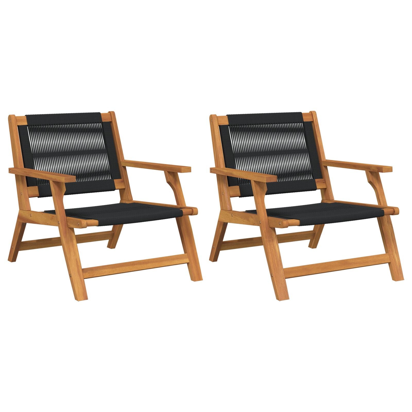Hagemøbler 2 stk Svart 67x77x73 cm Massivt Akasietre