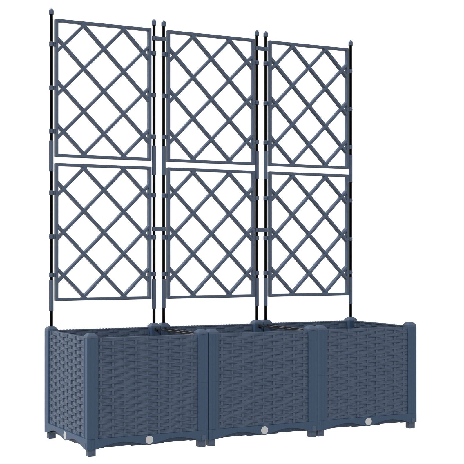 hageplanter med klatrestativ 3 stk Grå 120x40x143 cm