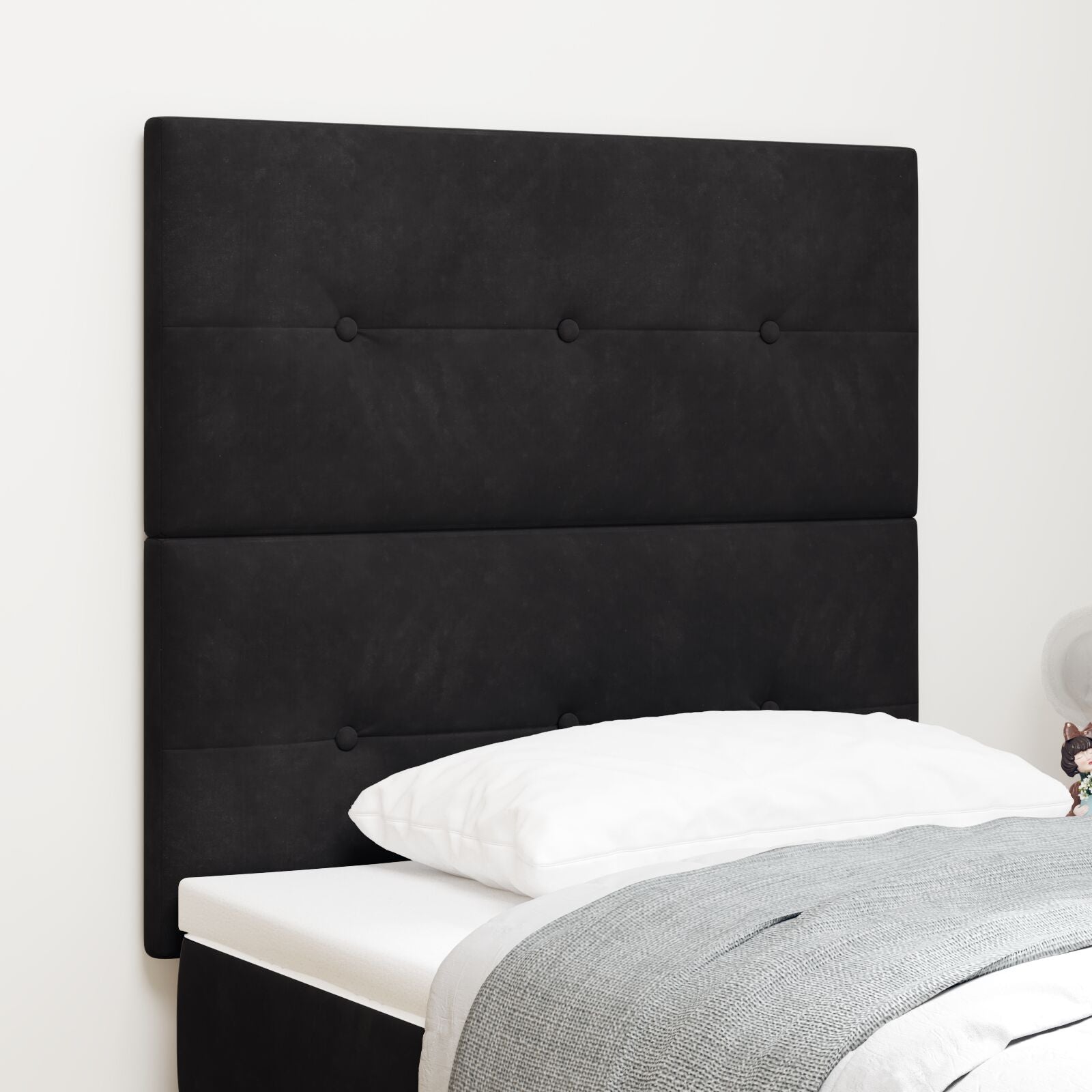 Hodegavl Med Knapper Svart 80 cm Fløyel