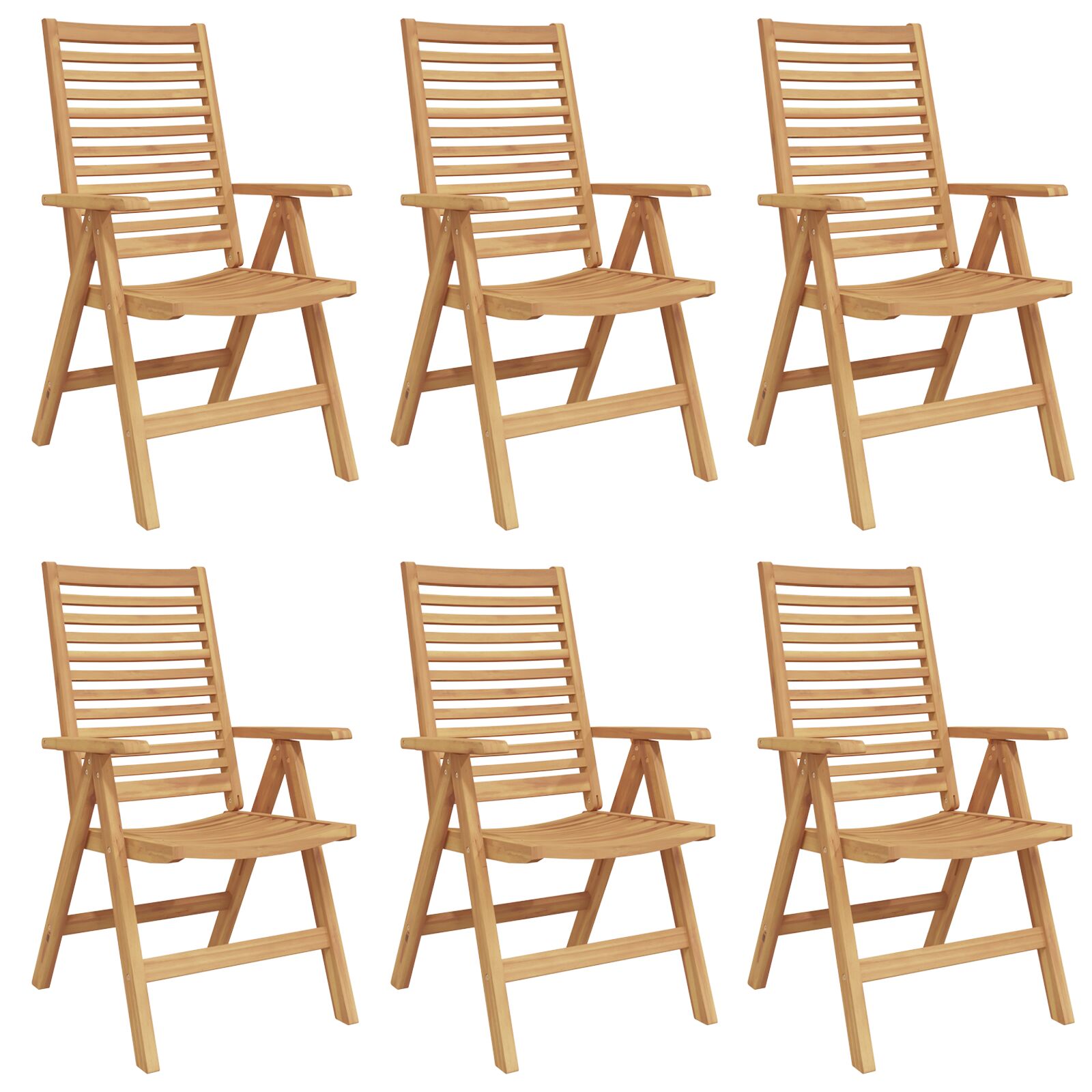 Hagemøbler Sammenleggbar 6 stk Solid Teak, vidaXL Hagemøbler 2 stk Solid Teak