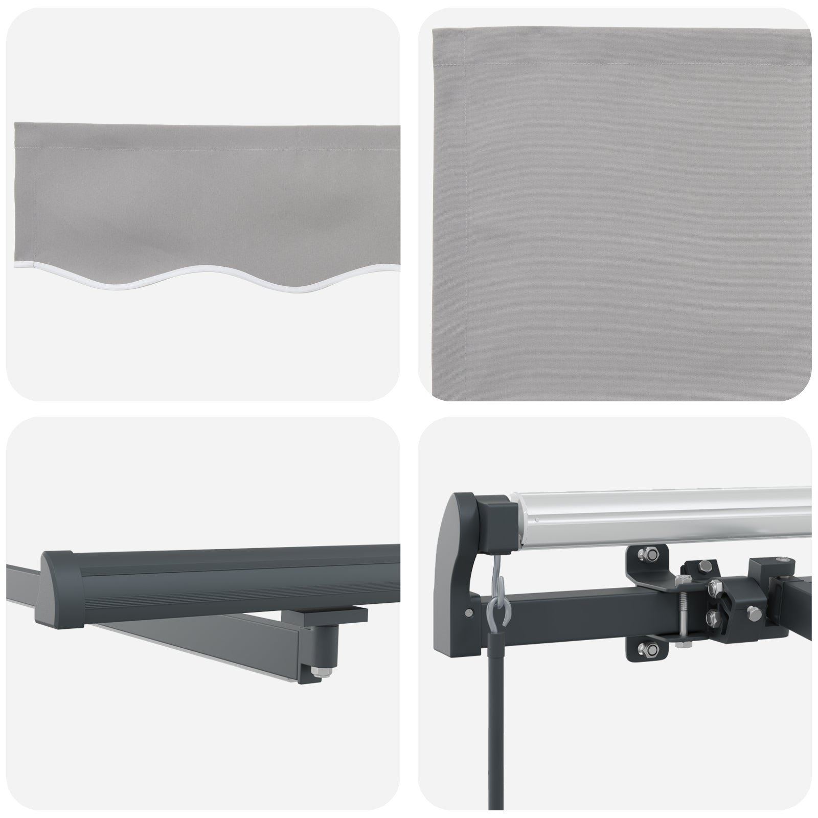 Manuell Uttrekkbar Markise med LED Lysegrå 350x250 cm, vidaXL Markise Erstatningsstoff for 3,5x2,5 m Ramme Lysegrå