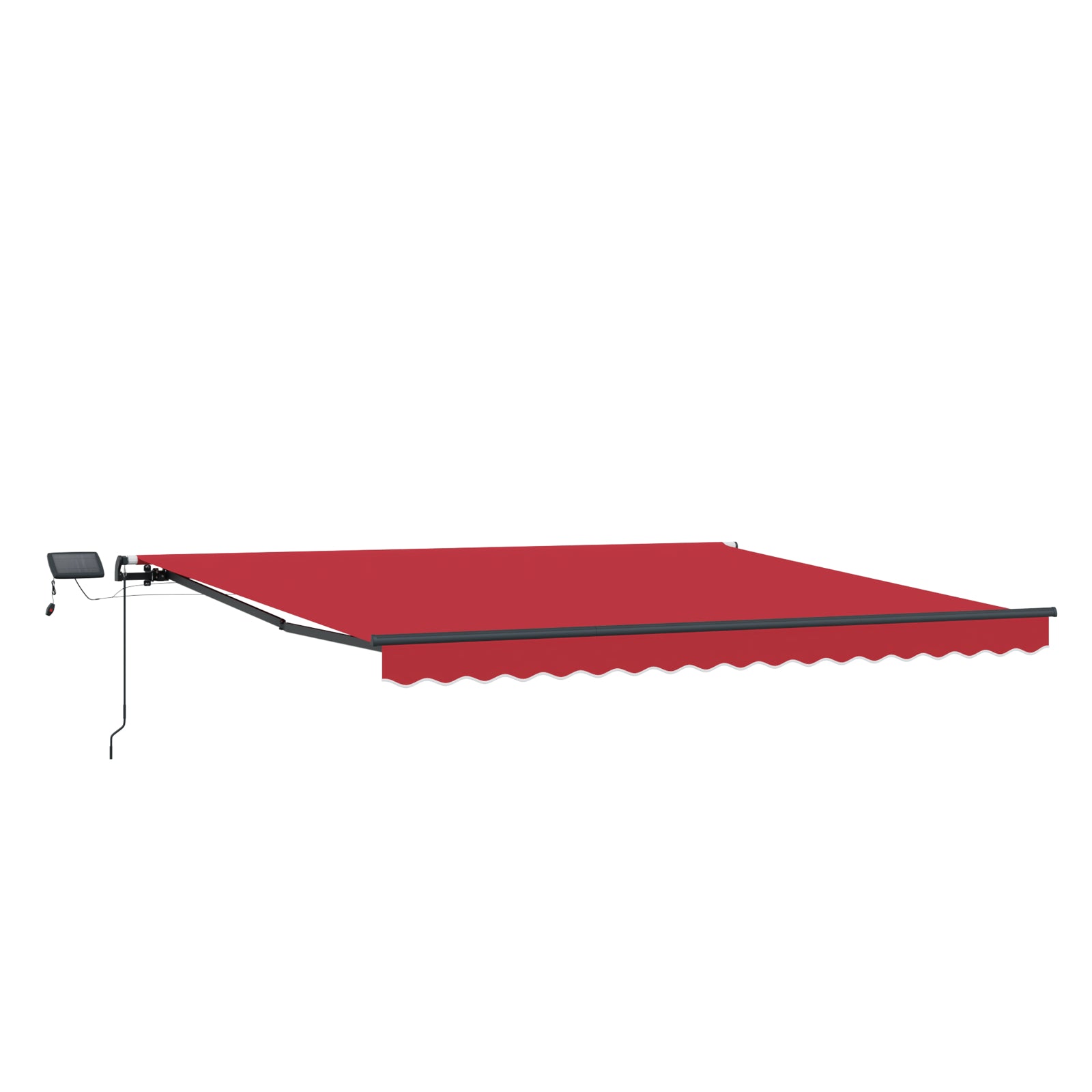 manuell uttrekkbar markise med LED rød 450x300 cm, vidaXL markise erstatningsstoff for 4.5x3 m ramme rød