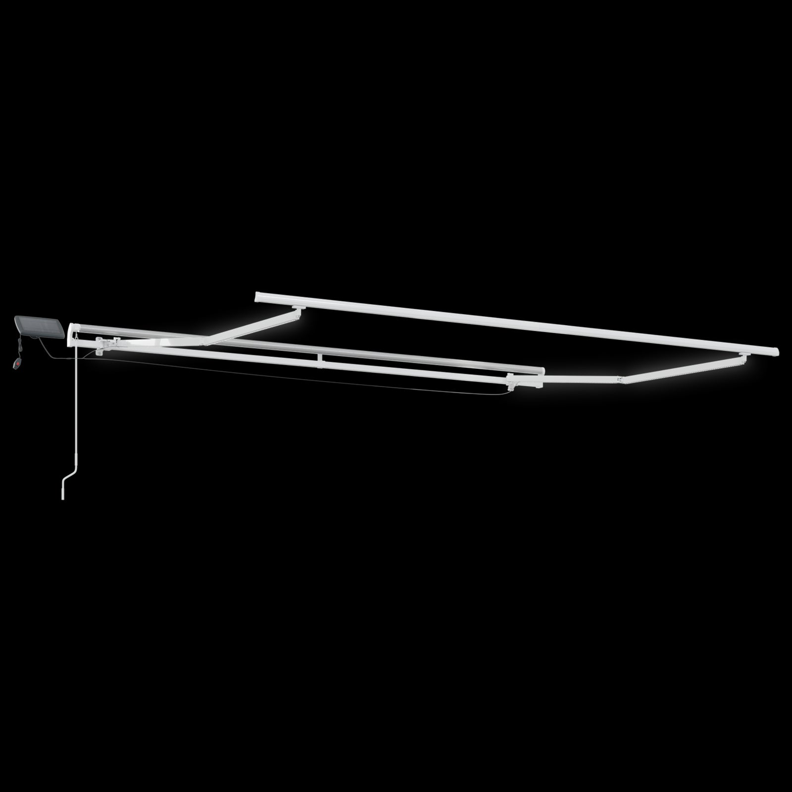manuell uttrekkbar markise med LED lys lysegrå 300x250 cm, vidaXL markise erstatningsstoff for 3x2,5 m ramme lysegrå