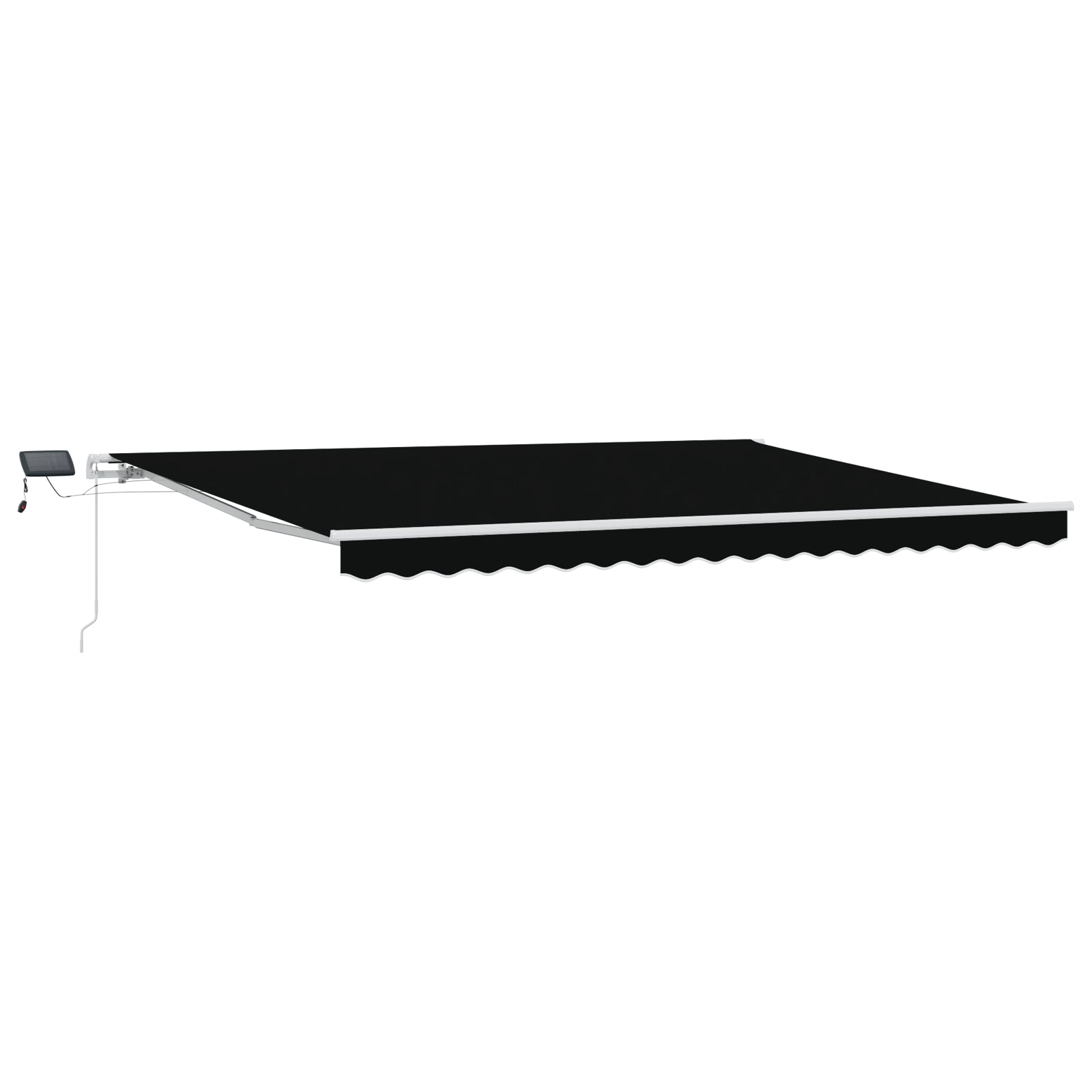 Manuell Uttrekkbar Markise med LED Sort 450x300 cm, vidaXL Markise Erstatningsstoff for 4,5x3 m Ramme Sort
