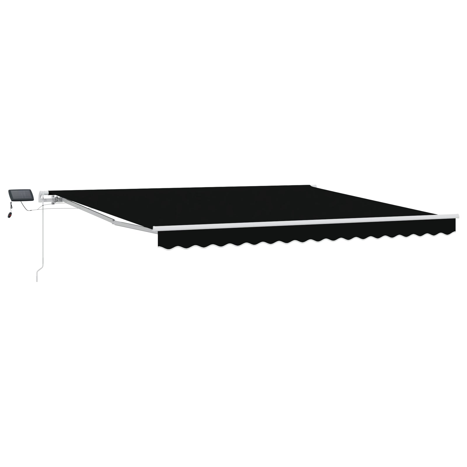 manuell utrekkbar markise med LED svart 400x350 cm, vidaXL markise erstatningsstoff for 4x3.5 m ramme svart
