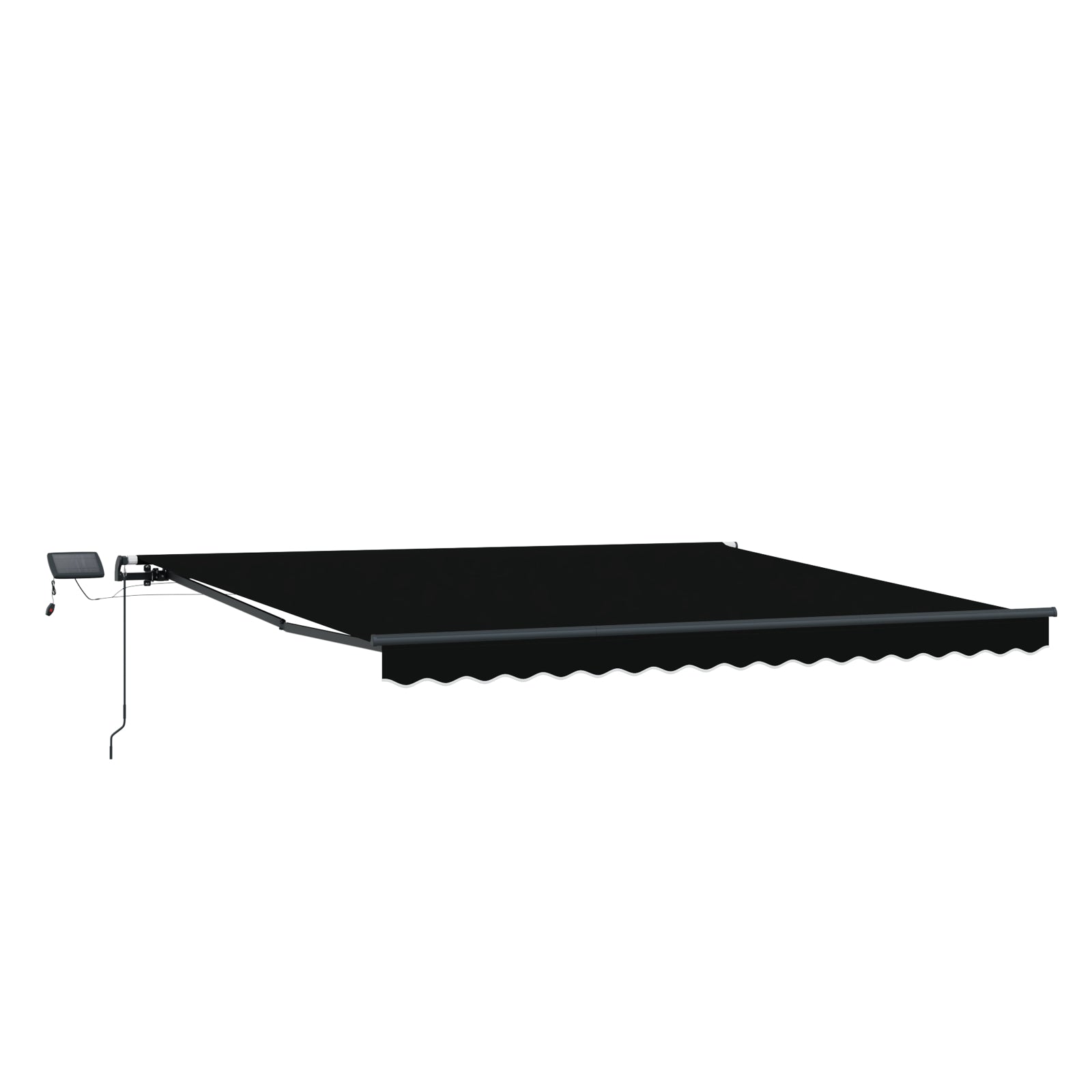 Manuell Uttrekkbar Markise med LED Svart 450x300 cm, vidaXL Markiseduk til 4.5x3 m Ramme Svart
