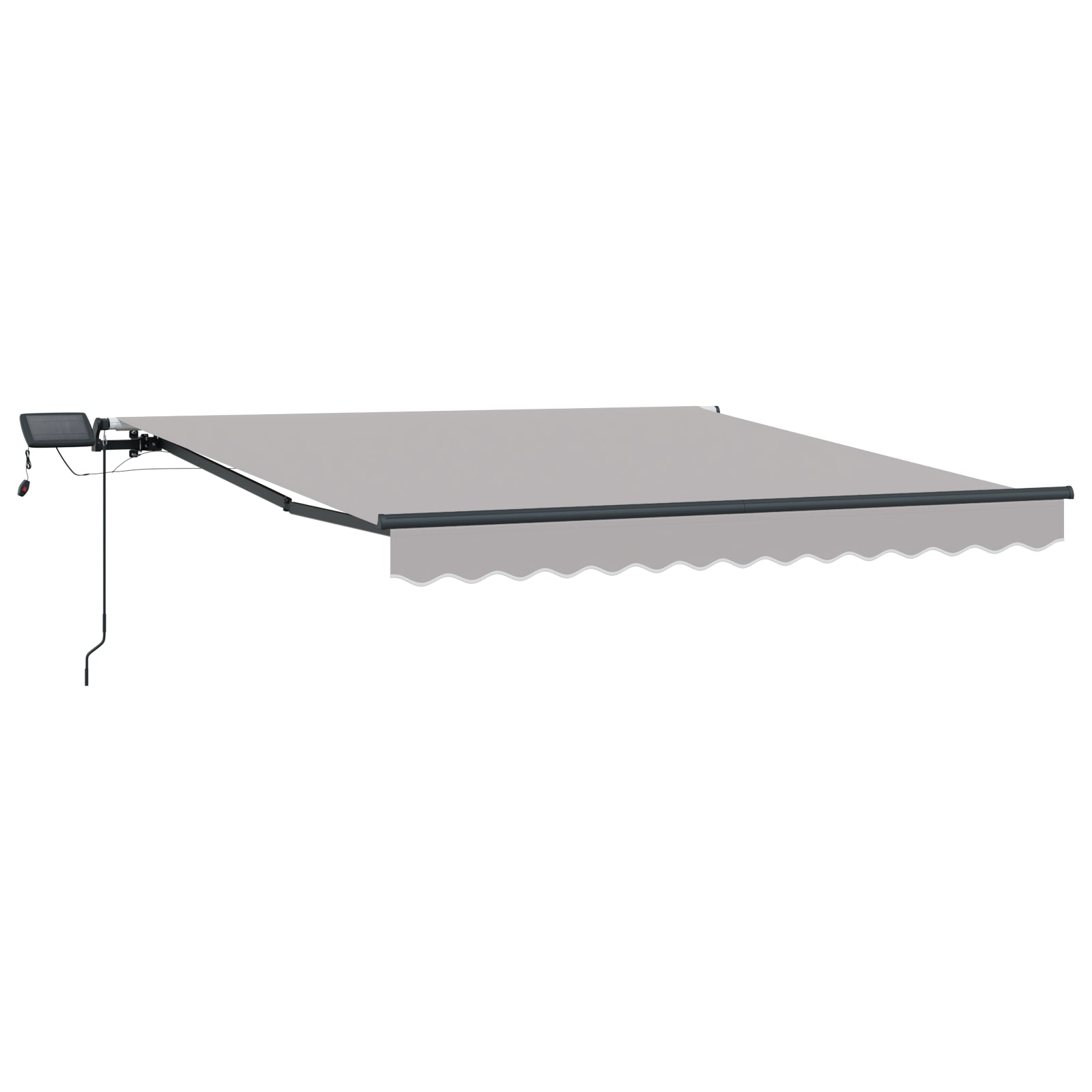 Manuell Uttrekkbar Markise med LED Lysegrå 350x250 cm, vidaXL Markise Erstatningsstoff for 3,5x2,5 m Ramme Lysegrå