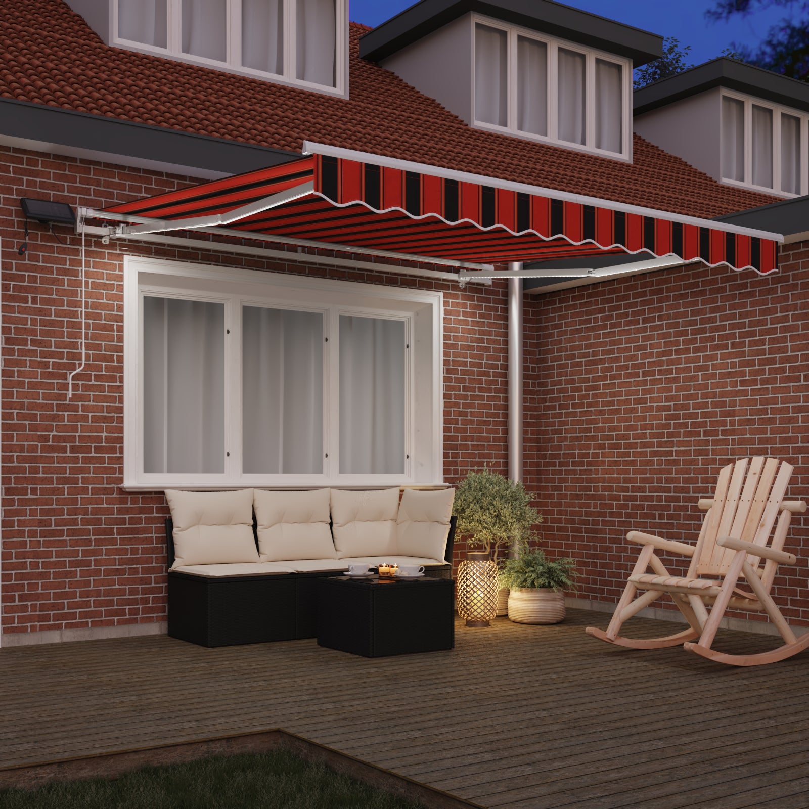 Manuell Uttrekkbar Markise med LED Oransje og Brun 300x250 cm