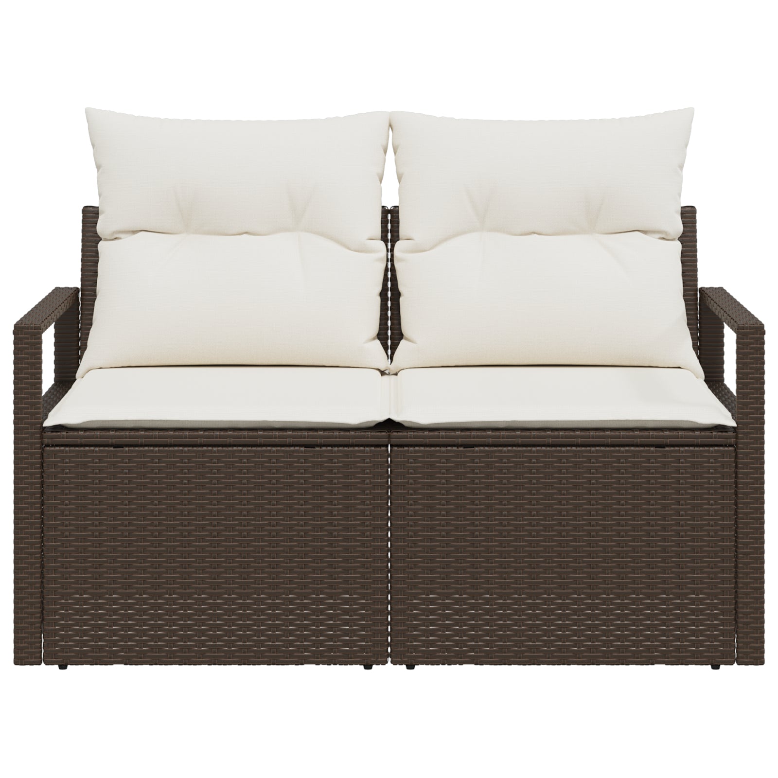 2-seters hagesofa med puter brun polyrotting