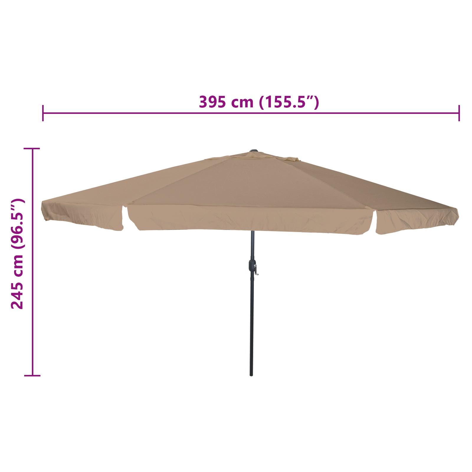 Hageparasol 395x245 cm Taupe