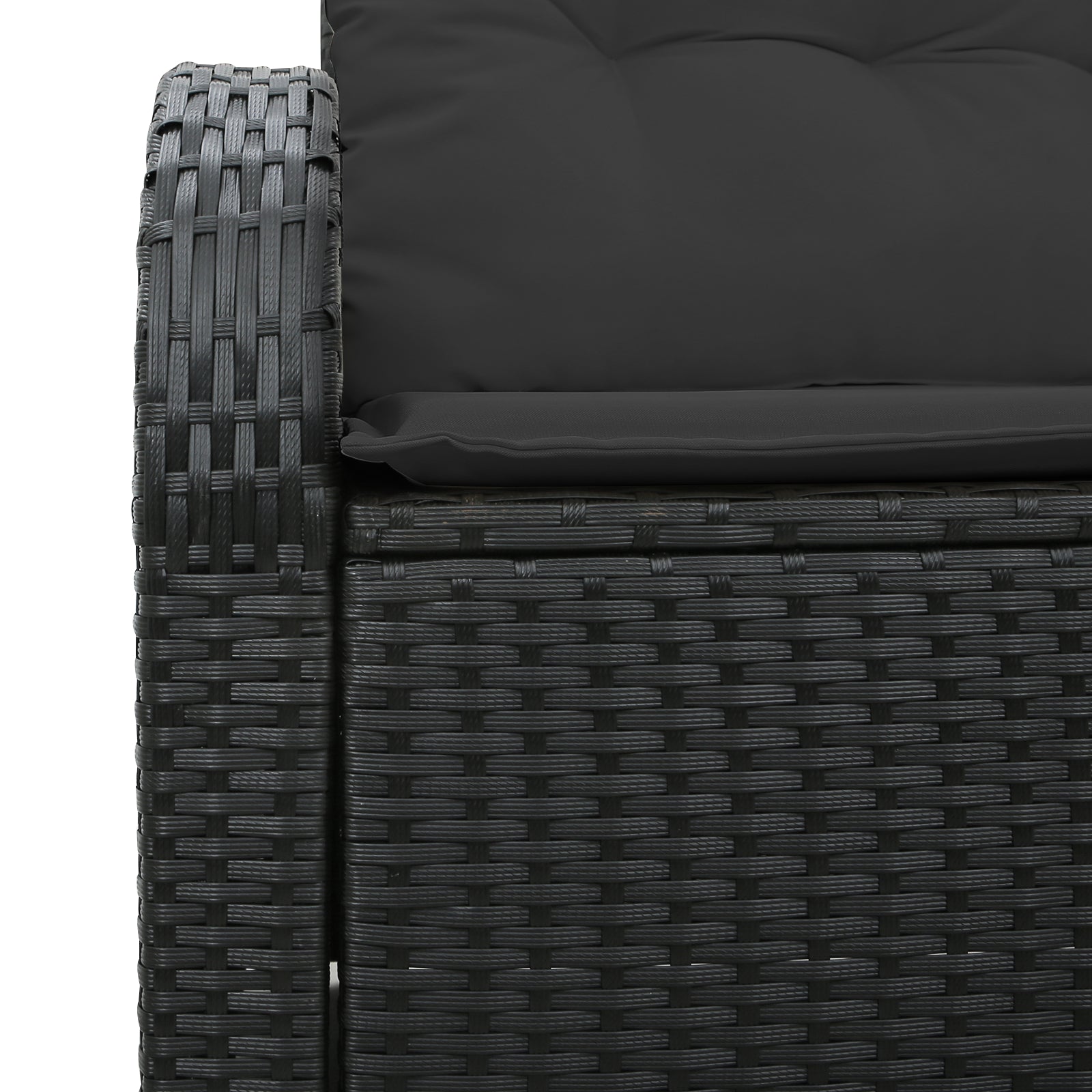 2-seters hagesofa med puter svart poly rattan