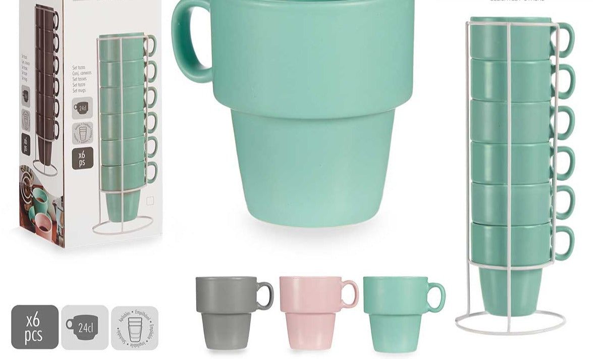 Porselen kaffekopper 6 stk i stativ