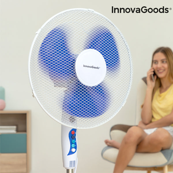 InnovaGoods Ø 40 cm 50W hvit blå gulvvifte