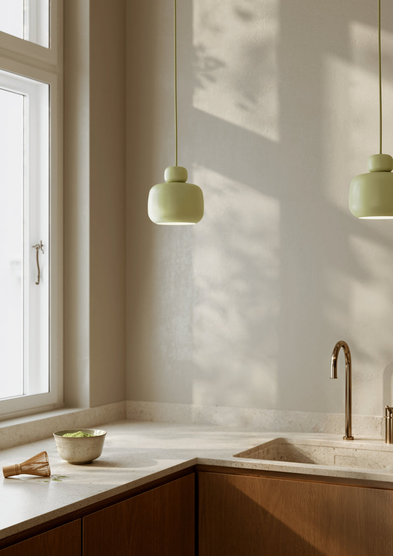 Stone pendellampe (Small) - Matcha green