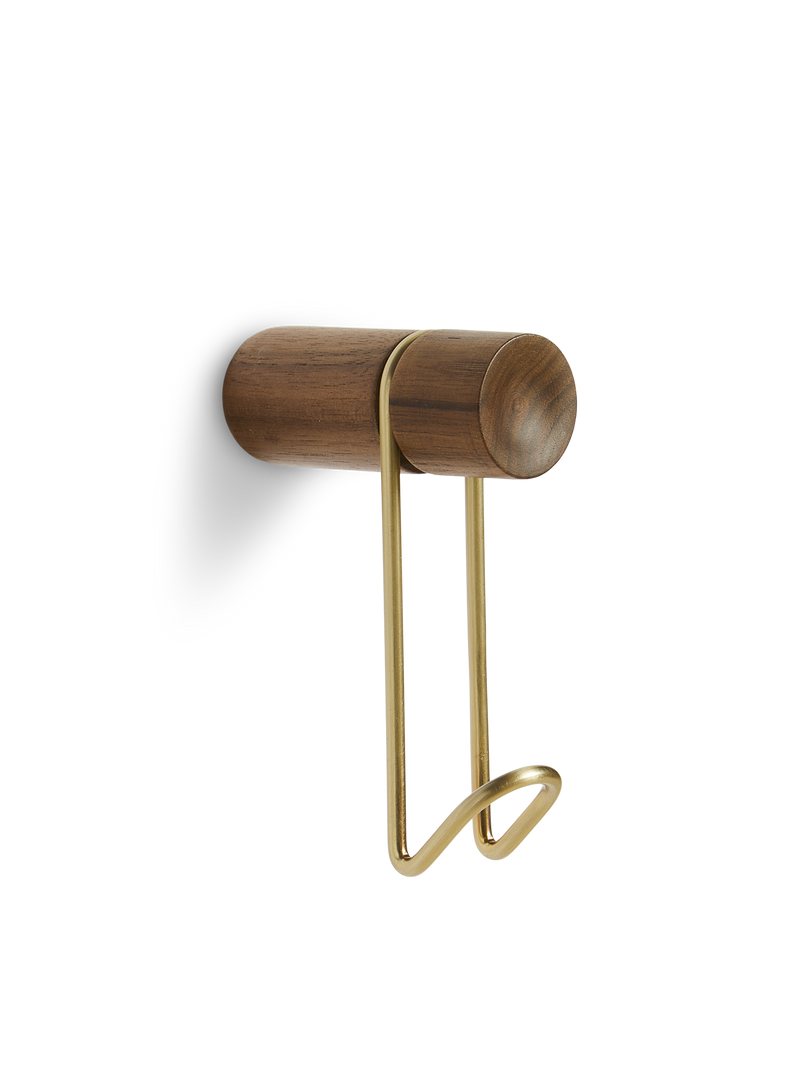 Around wall hanger (Small) - Walnut/Satin brass