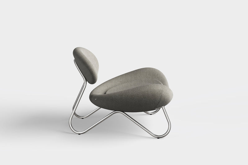 Meadow lounge chair - Warm grey/Brushed steel
