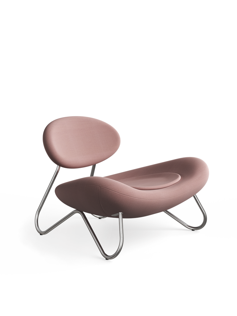 Meadow lounge chair - Dusty rose/Brushed steel