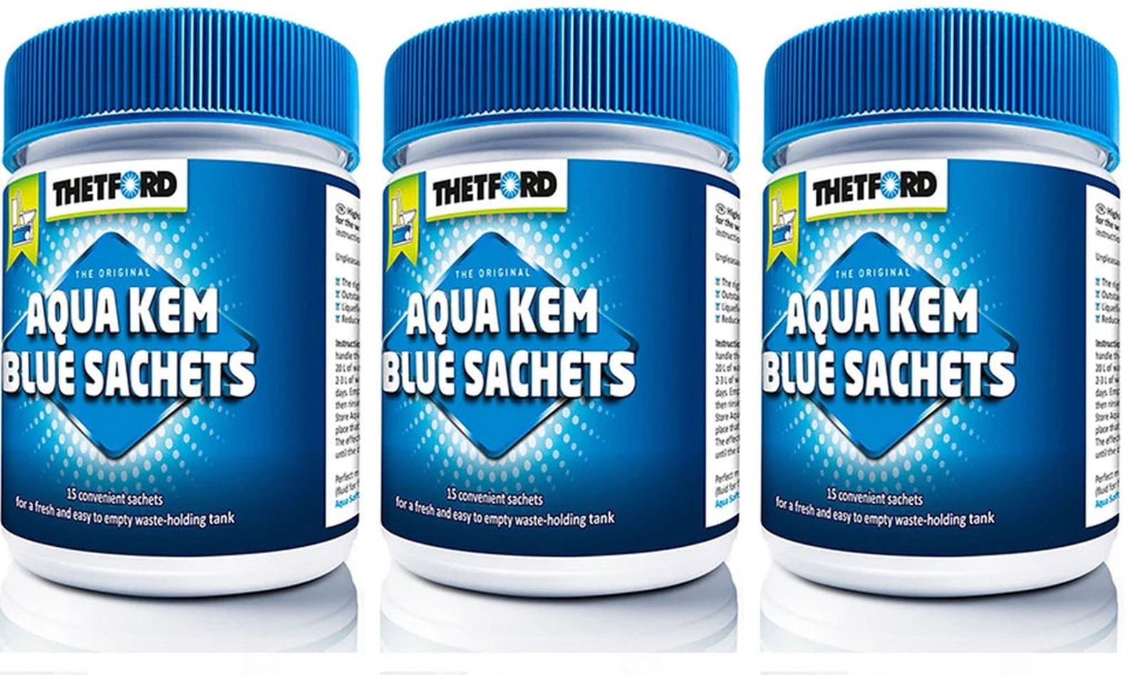 3 bokser aquya blue side ved side på hvit bakgrunn