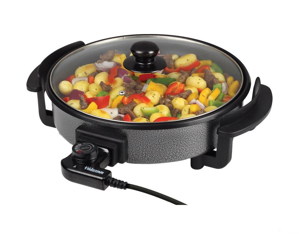 Stekepanne Tristar Ø30cm m/glasslokk 230V