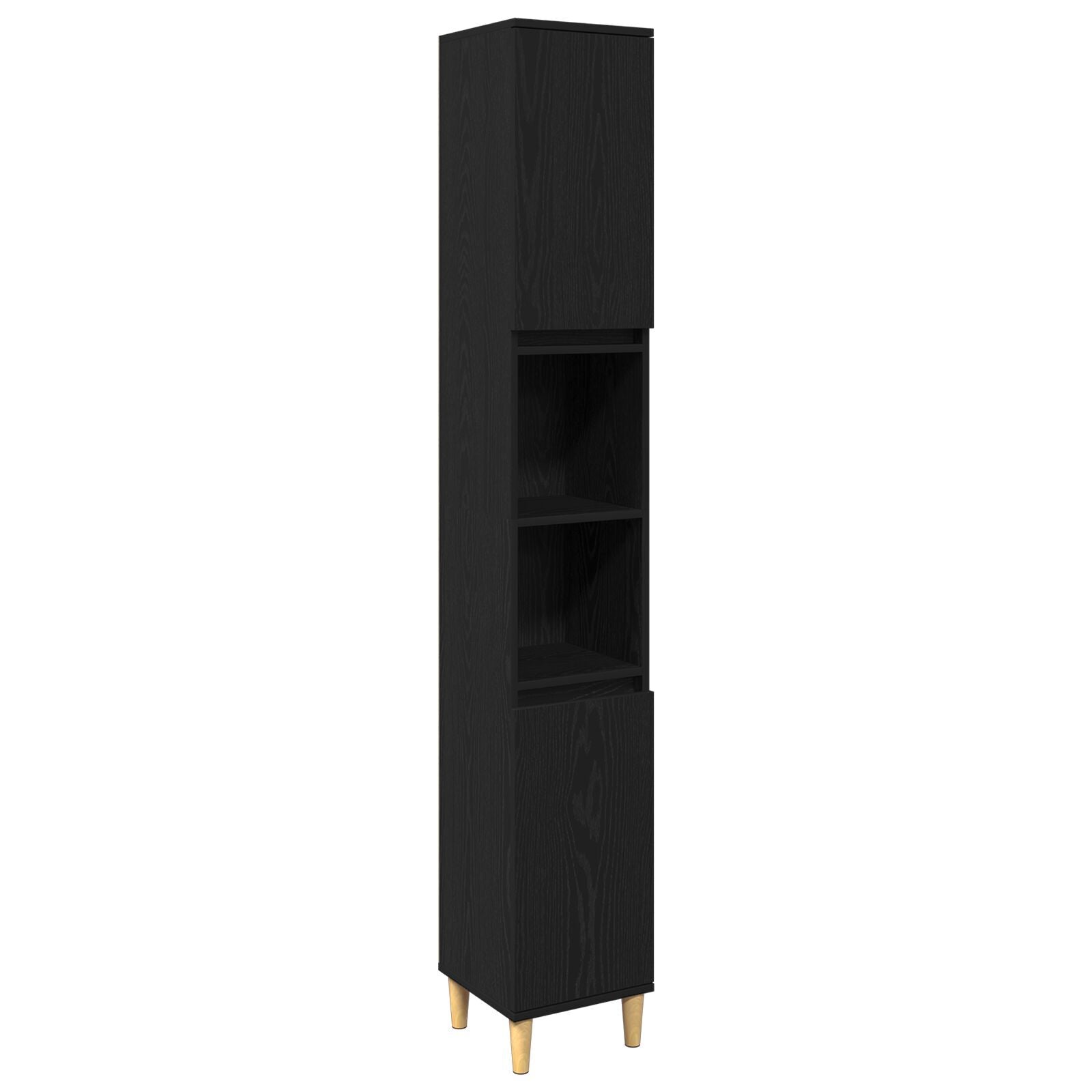 3-delers baderomsmøbelsett svart eik konstruert tre, vidaXL baderomsskap svart eik 30x30x190 cm konstruert tre, vidaXL baderomsskap svart eik 30x30x100 cm konstruert tre