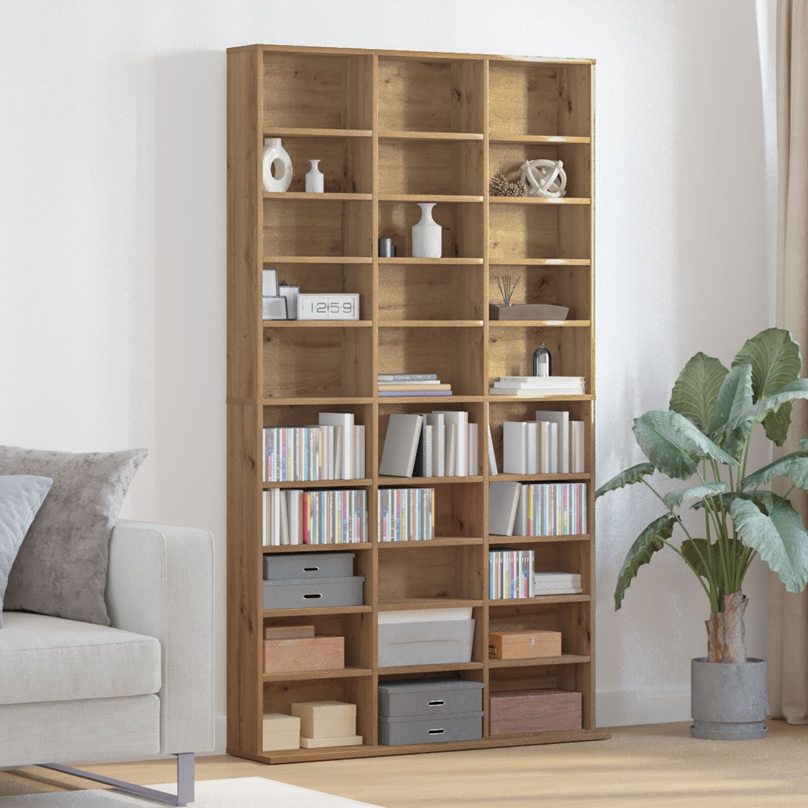 CD skap i Artisan Eik - 101x23x177.5 cm laget av konstruert tre