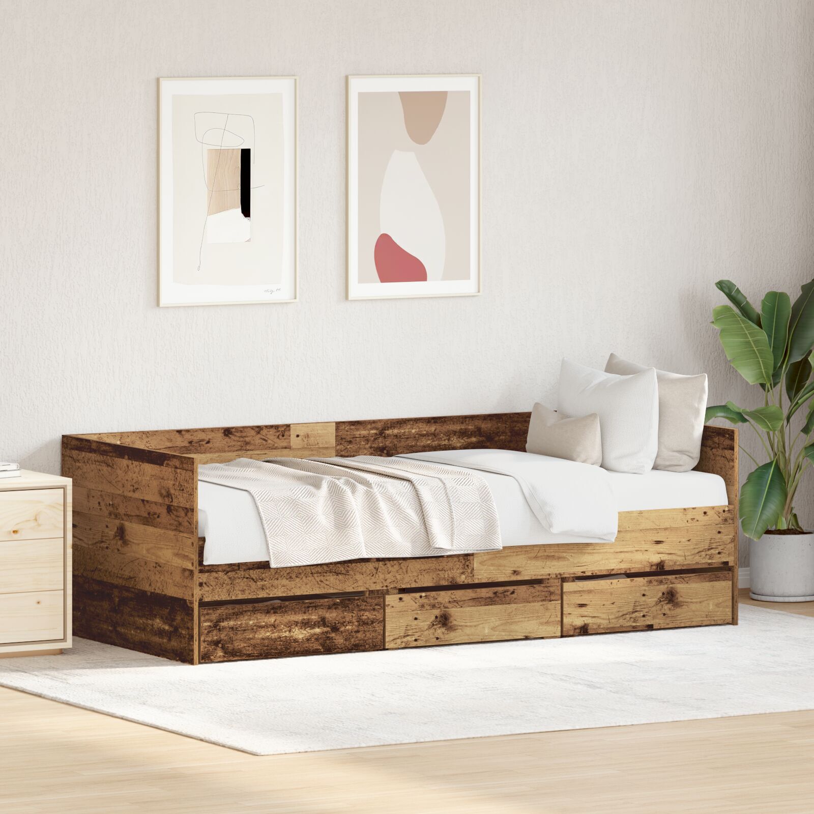 Dagbed Gammelt tre Konstruert tre 90 x 190 cm Solid Dagbed