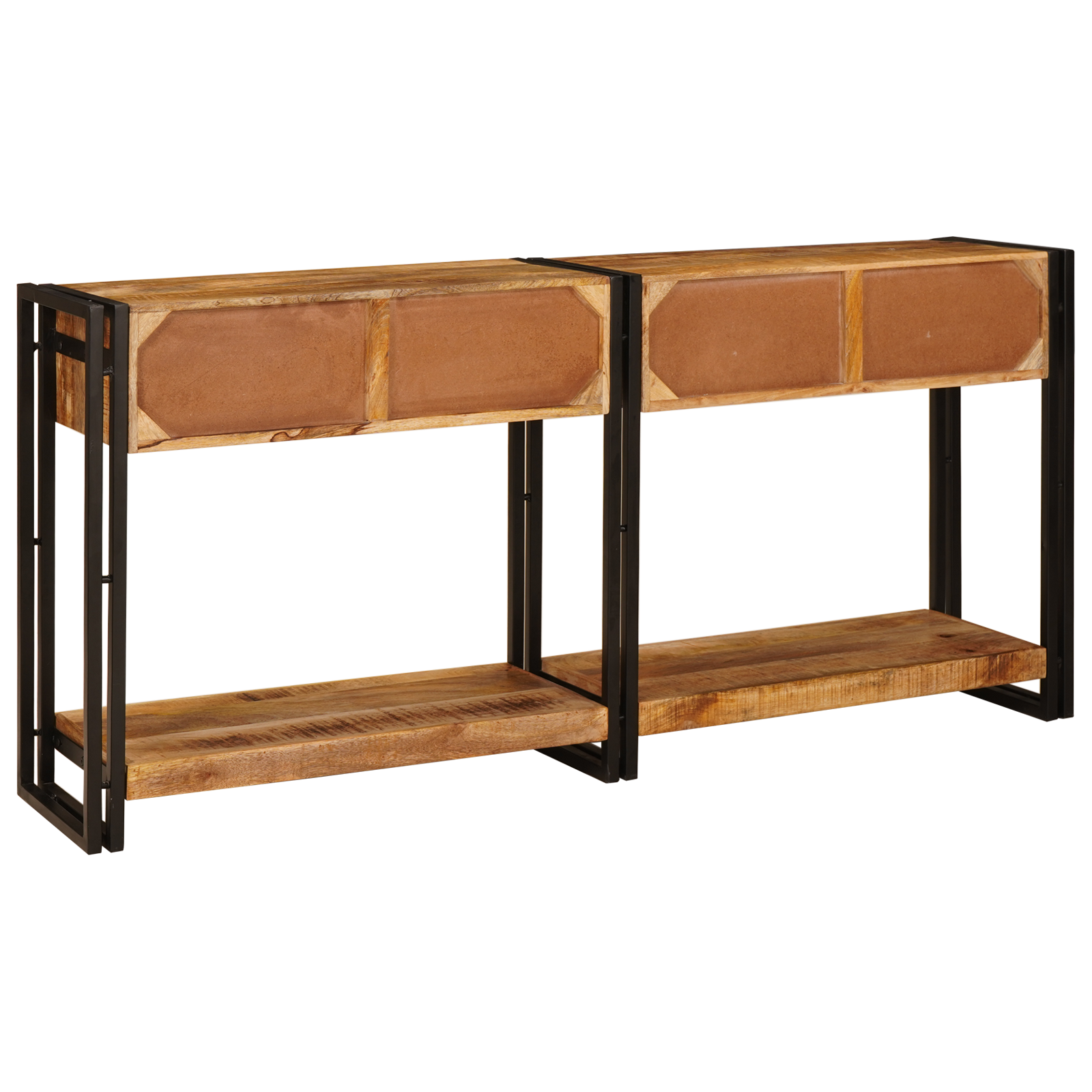Konsollbord 2 pcs Brun 160 x 33 x 75 cm Massivt grovt mangotre
