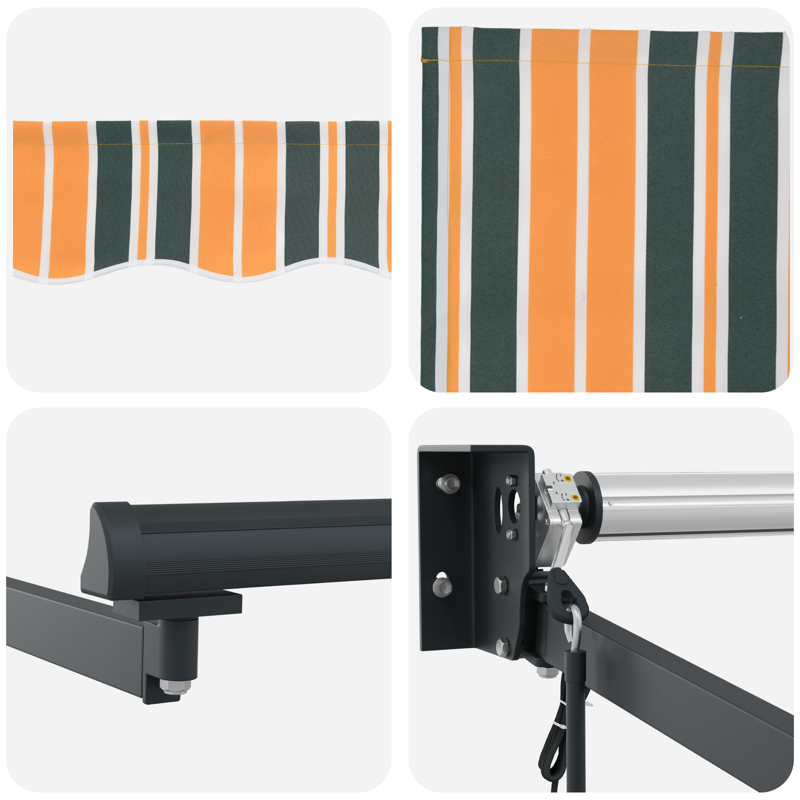 Automatisk Uttrekkbar Markise Grønn og Gul 300x250 cm